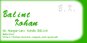 balint kohan business card